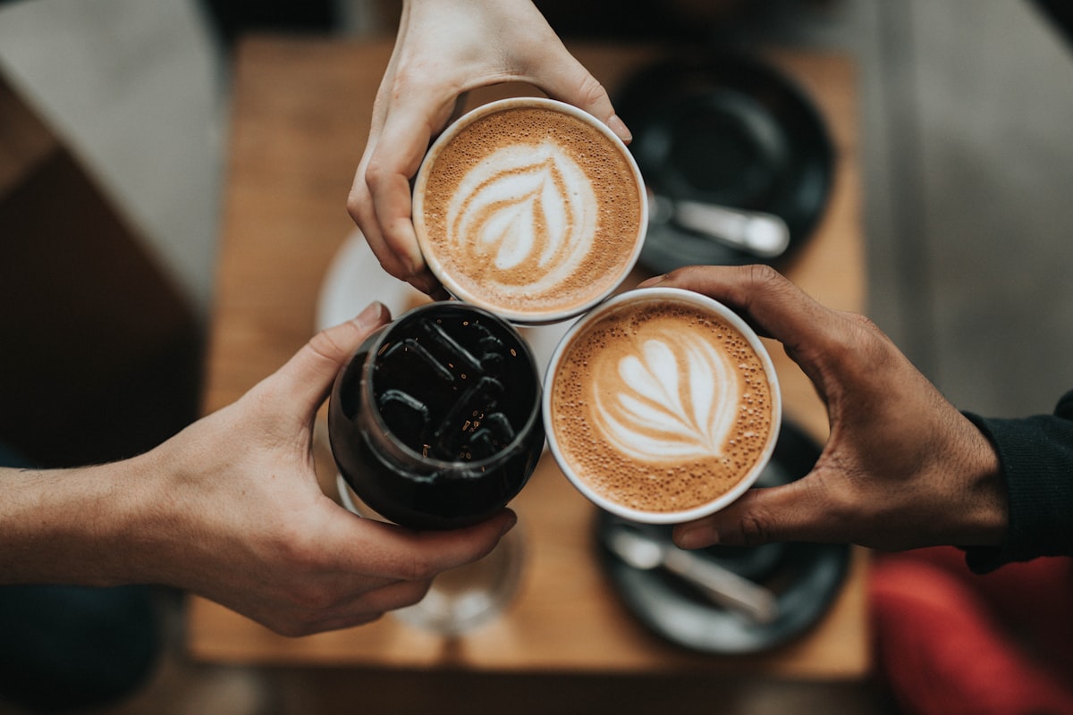 Fresh coffee service in a busy cafe