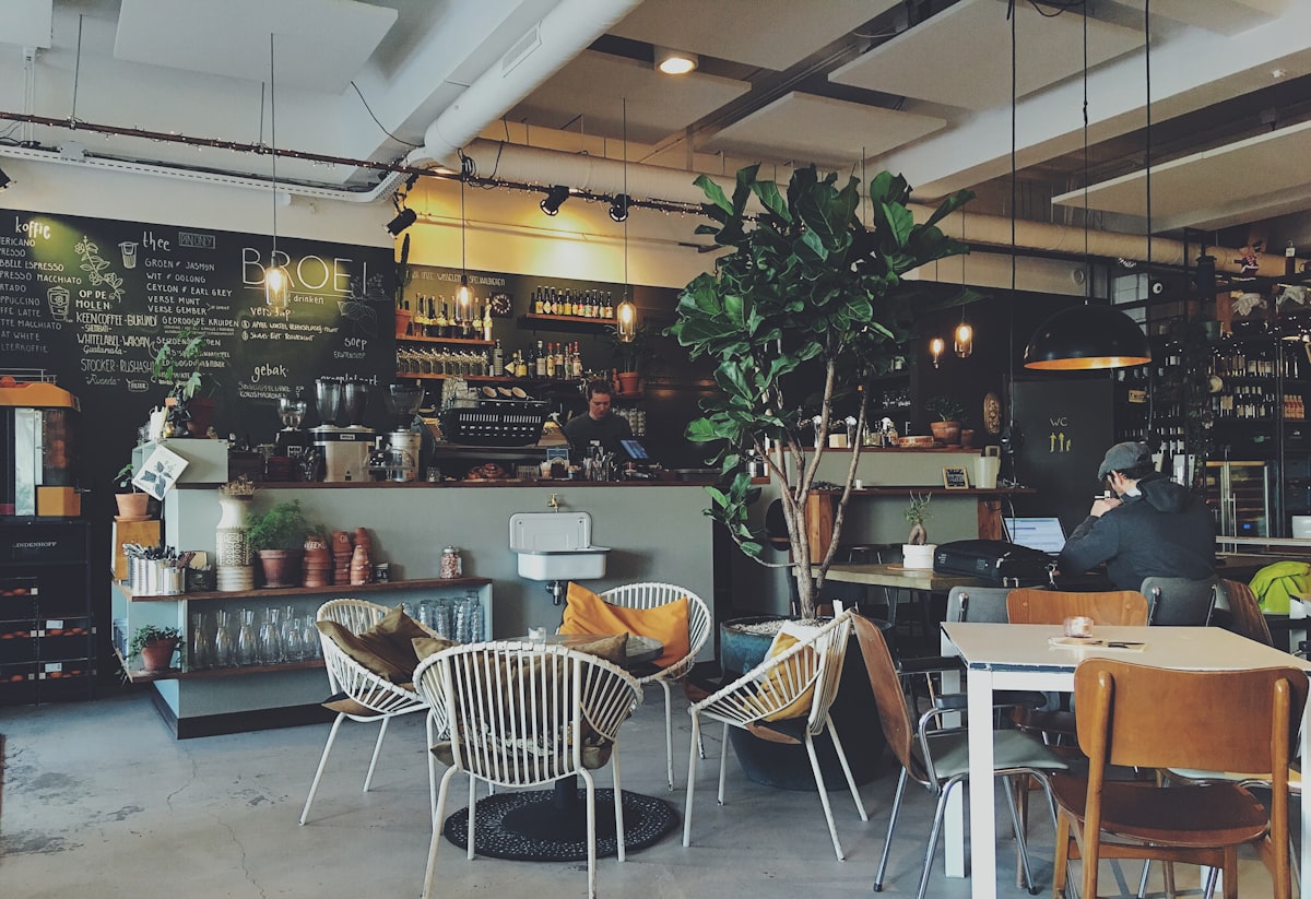 Cafe interior with coffee and seating