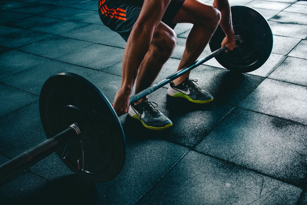 Gym floor with training equipment