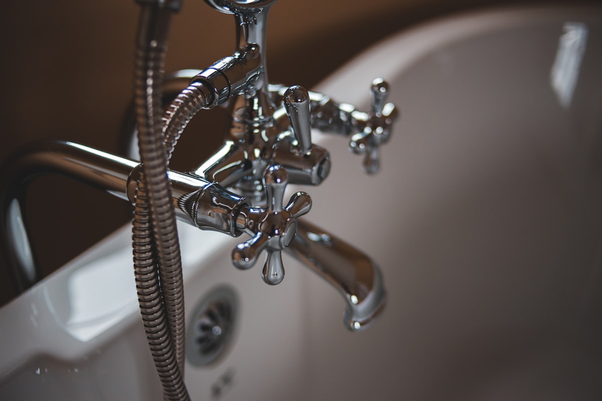Plumbing tools and pipework on site